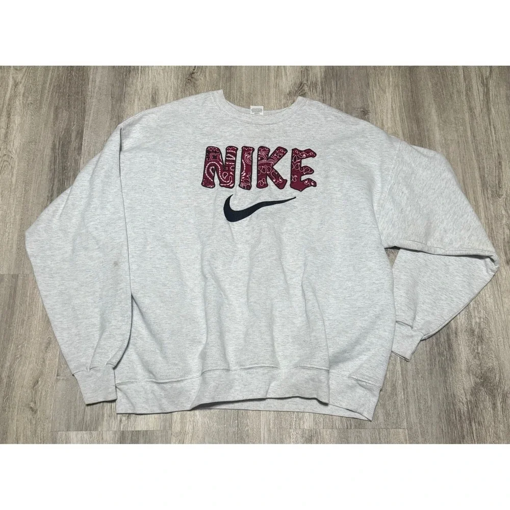 Nike Hanes EcoSmart‎ Sweatshirt XL Gray Bandana Logo Pullover Top